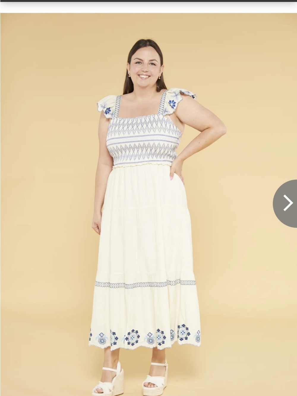 NWT Primark Embroidered Smocked Maxi Dress SZ XL